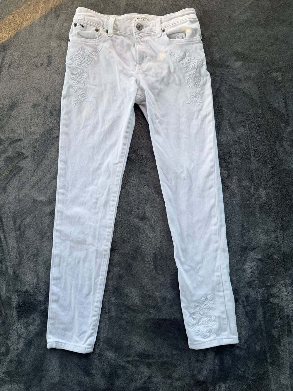 Polo Ralph Lauren White Floral Embroidered Skinny Jeans